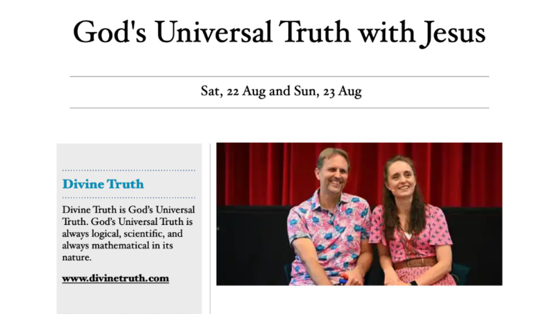 God's Universal Truth with Jesus